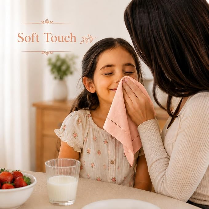 Cotton Cloth Napkins Set of 12, 18x18 Cotton Napkin Cloth Washable, Soft, Reusable Napkins for Wedding, Parties, Christmas, Thanksgiving, Everyday Use (Peach) - ALPHA Living HOME - Image 9