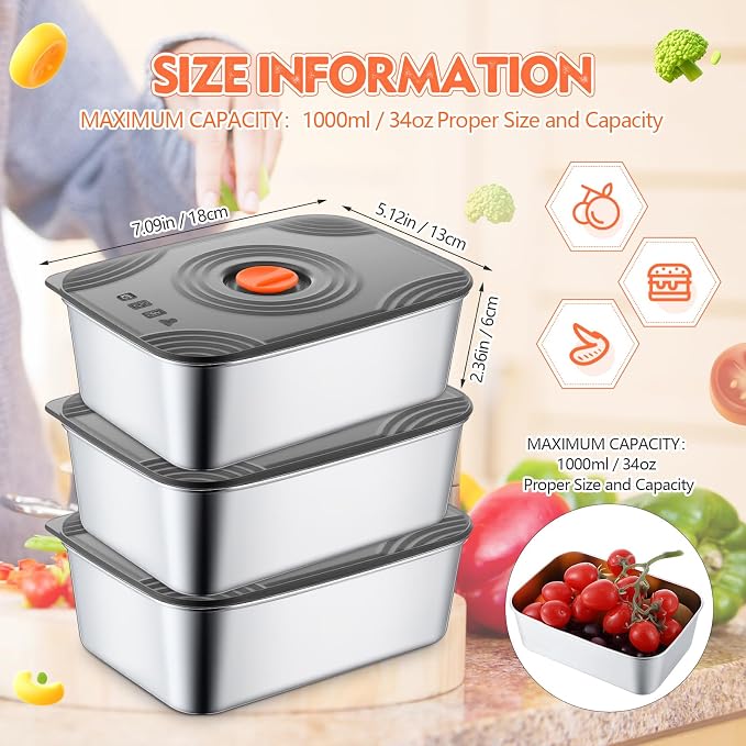 Layhit 16 Sets 34oz Stainless Steel Food Storage Containers with Lids Large Reusable Stackable Metal Container Outdoor Rectangle Fruit Lunch Box for Picnic Travel Dishwasher and Freezer Safe - Image 2