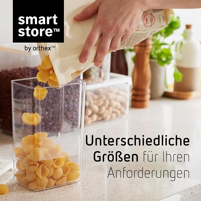 SmartStore Clear Airtight Dry Food Containers with Lids Starter Set of 5-20% Biobased Plastic Storage Box with Lid, BPA Free, Dishwasher Safe - Kitchen Storage Containers 2x 0.8L, 2x 1.6L, 1x 1.65L - Image 4