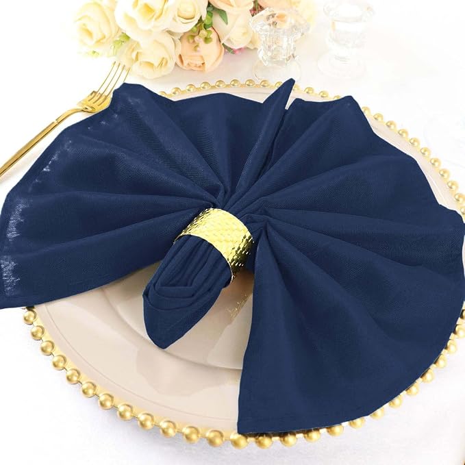 Efavormart Premium Cloth Napkins Set of 10, 20x20 Inch Navy Blue Seamless Dinner Napkins, Washable Linen Table Napkin Cloth with Hemmed Edges for Weddings, Party and Banquet - Image 2