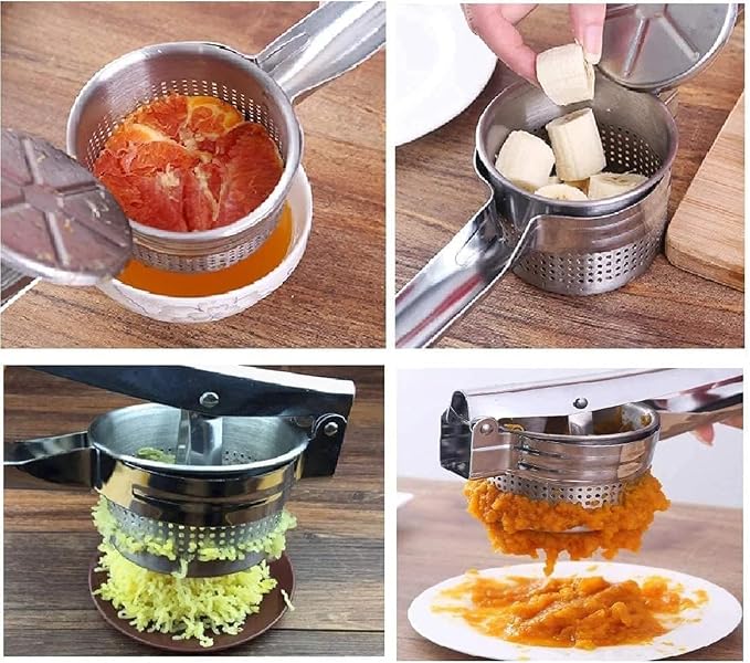 Stainless Steel Potato Masher & Ricer – Heavy-Duty Presser, Crusher & Squeezer – Ideal for Potatoes, Radishes, Vegetables – Ergonomic Handle, Easy to Clean Pack of 1 - Image 5