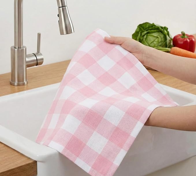 Cloth Napkins Set of 12, Reusable Dinner Napkins for Parties, Weddings, Baby Shower, Christmas Decorations, Everyday Fabric Serviettes for Dining Table, Pink White 18"x18" with Decorative Hemstitched - Image 5