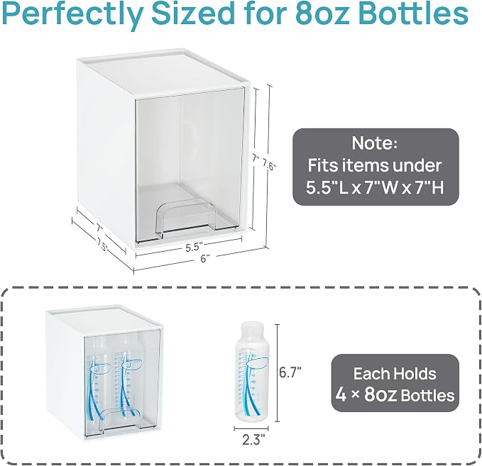 Vtopmart White Stackable Storage Drawers, 2 Pack Tall Organizers | Pull-Out Drawers, Stackable Design for Skincare, Cosmetics, Beauty Supplies, Vanity, Bathroom, Cabinet and Countertop - Image 2