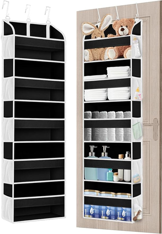 TAHAVICE 1Pack Over the Door Organizer Storage, 5 Large & 10 Mesh Pockets | Hanging Organizer Closet College Dorm Essentials for Girls, Storage for Dorm Organization, Nursery & Bedroom (Black) by TAHAVICE