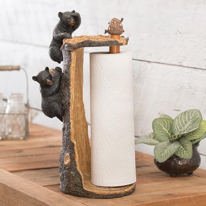 Rustic Lodge Kitchen Decor with Beehive Finial 7 1/2" Wx7 Dx15 1/2" H | Features two playful bear cubs climbing for honey on a realistic bark finish by BLACKFORESTDECOR
