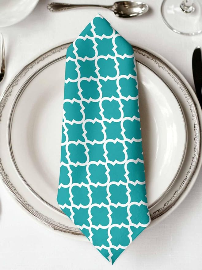 Cloth Napkins Set of 6-20x20 Inches, Teal Morocco Washable Reusable Table Napkins, Ethnic Boho Minimalist Abstract Geometric Soft & Absortbent Dining Napkin for Party Wedding Hotel Restaurant - Image 2