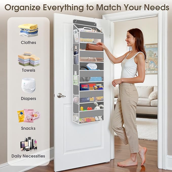 2 Pcs Over The Door Organizer Large Capacity Hanging Storage Room Organizer | 40 lb Capacity, Ultra-Sturdy, Foldable, Mesh Design with Clear Window, Space-Saving Organizer for Pantry, Nursery & Closet - Image 6
