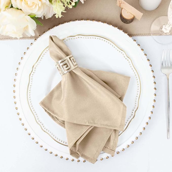 Efavormart Premium Cloth Napkins Set of 5, 17x17 Inch Nude Beige Seamless Dinner Napkins, Washable Linen Table Napkin Cloth with Hemmed Edges for Weddings, Party and Banquet - Image 6