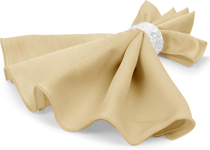 17 x 17-Inch Shantung Satin Cloth Napkins, Tan, Set of 24 | Bulk Case of 2 Dozen, Square, 100% Polyester Fabric, Reversible, Faux Dupioni Silk Reverse Side, Machine Washable, Beige - Image 7