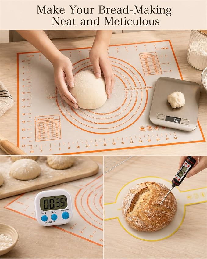 37 PCS Sourdough Starter Kit with Digital Scale, Timer, Thermometer, Bread Baking Supplies Kit, Round & Oval Banneton Proofing Basket Dough Whisk Bread Lame Complete Bread Making Tools Set - Image 5
