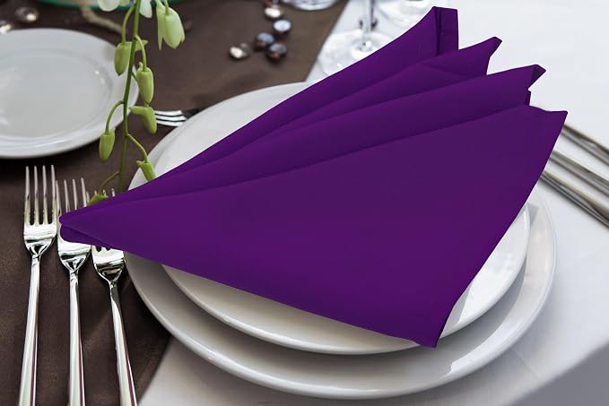 Utopia Home [24 Pack, Purple] Cloth Napkins 17x17 Inches, 100% Polyester | Hemmed Edges, Washable and Reusable Ideal for Parties, Weddings and Dinners - Image 7