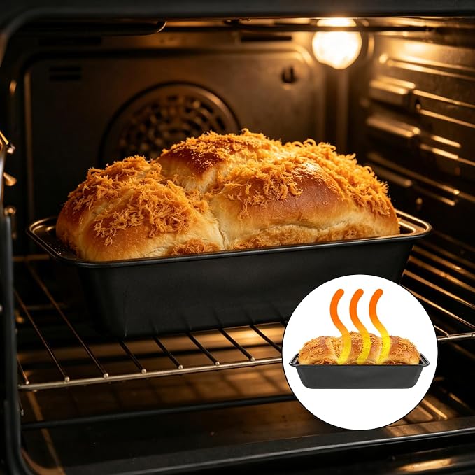 8 PCS 13" x 5" Carbon Steel Long Bread Loaf Pans for Baking Bread Black Extra Large Bread Pans for Homemade Bread Nonstick Bread Tins for Baking Rectangle Cake Pan for Oven Baking - Image 4