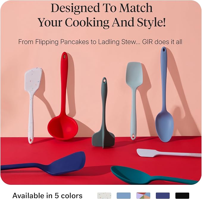 GIR: Get It Right 5-Piece Silicone Ultimate Kitchen utensils set - Ladle, Spatula, Flip, Spoon & Spoonula - Non toxic cooking utensils for Nonstick Cookware, Cooking and Baking - Slate - Image 6