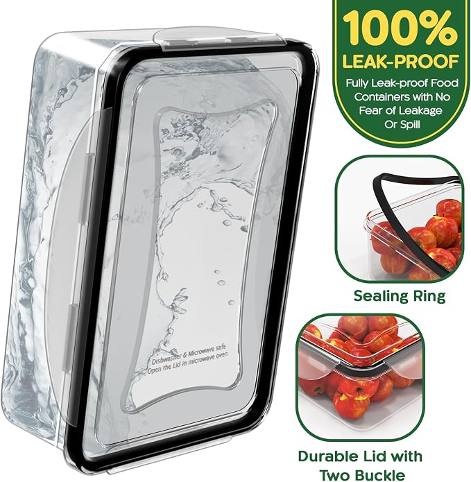RockBerry 44 Pcs Food Storage Containers with Lids Airtight | Plastic Meal Prep Container for Pantry Kitchen Organization, Microwave,Dishwasher, Freezer Safe -100% Leak Proof - Image 3