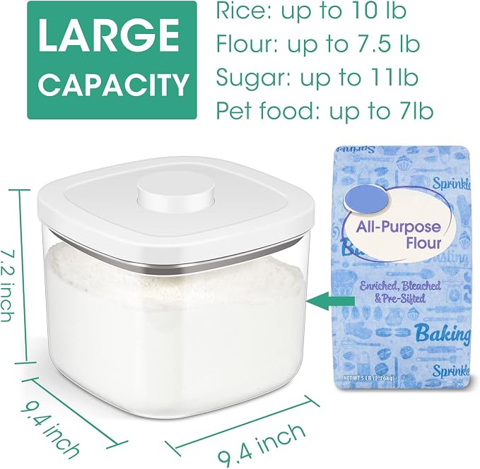 TBMAXS Airtight Rice Container 10 Lbs, Clear Plastic Food Storage Container Bin For Flour Sugar, Dry Food Holder with Easy Locking Lid for Kitchen Pantry Organization and Storage - Image 2