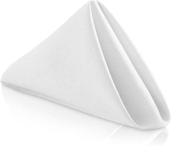 Lann's Linens Set of 12 Cloth Dinner Napkins, 17-inch Polyester Napkins, Washable and Reusable Fabric for Weddings, Hotels, Restaurants - White by LannsLinens