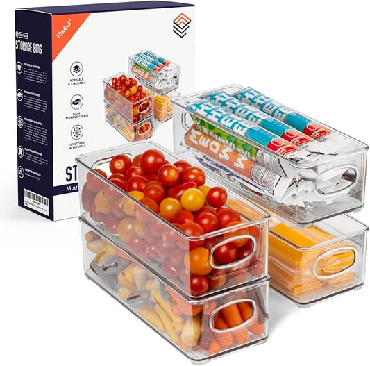 ClearSpace Plastic Pantry Organization and Food Storage Bin – Great Kitchen Storage – Fridge Organizer Bins – 4 Pack by ClearSpace
