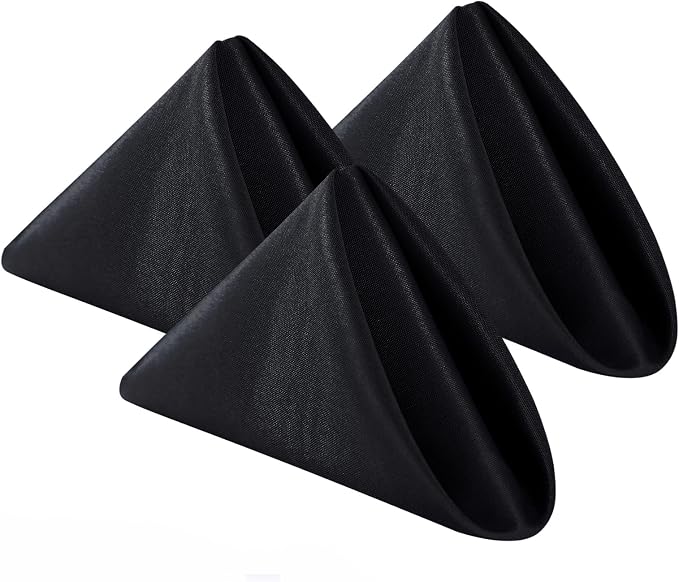 Bailarina Cloth Napkins Set of 80,17x17 inches Dinner Napkins Cloth Washable,Polyester Square Table Cloth Napkin Bulk with Hemmed Edges Ideal for Banquets, Parties and Weddings-Black by Bailarina