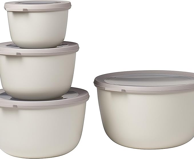 Mepal – Multi Bowl Cirqula 4-Piece Set – Food Storage Container with Lid - Suitable as Airtight Storage Box for Fridge & Freezer, Microwave Container - 500, 1000, 2000, 3000ml - Nordic Green by MEPAL