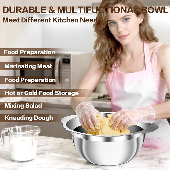3.5QT Colander with Bowl, Rice Strainer, Stainless Steel Mixing Bowls with Strainer, Pasta Strainer, Colander for Kitchen for Rice Pasta Fruits Vegetables, Rice Cleaner Strainer, Dishwasher Safe - Image 6