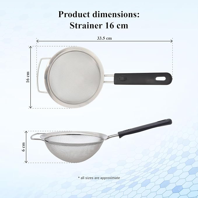 Buckingham Stainless Steel Fine Mesh Sieve Strainer Set (16cm) - Image 3