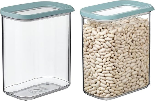 Mepal 2-Piece Set Storage Jars with Lid, Food Container, Rectangular, Kitchen Organiser Made of Plastic, Storage Container, Airtight, 2 x 1500 ml, Nordic Green by MEPAL