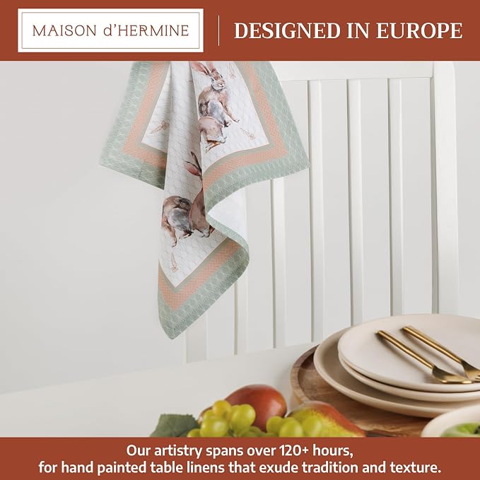 Maison d' Hermine Cloth Napkins Set of 4 Reusable 100% Cotton (18" x 18") | Everyday Square Napkins Cloth Washable Dinner Party Wedding Restaurant Hotel Kitchen Spring Summer - Rabbits At Dawn - Image 2