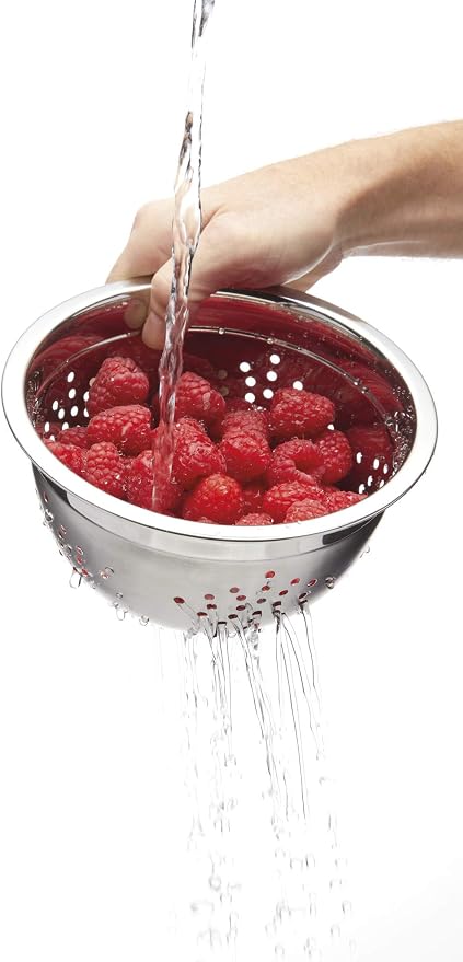 MasterClass Bowl Set, Mixing Bowl, Colander and Lid, Smart Space, Stainless Steel, Set of 3, White - Image 4