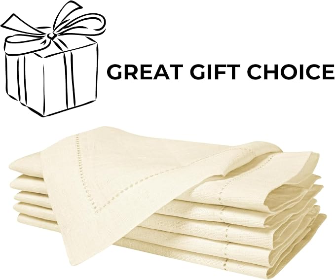 Linen Cotton Cloth Napkins Set of 4-100% Linen Hemstitched Napkins 18x18 Inches for Wedding, Dinner, Thanksgiving, Parties – Reusable Elegant Table Napkins for Home Decor & Events - Image 5