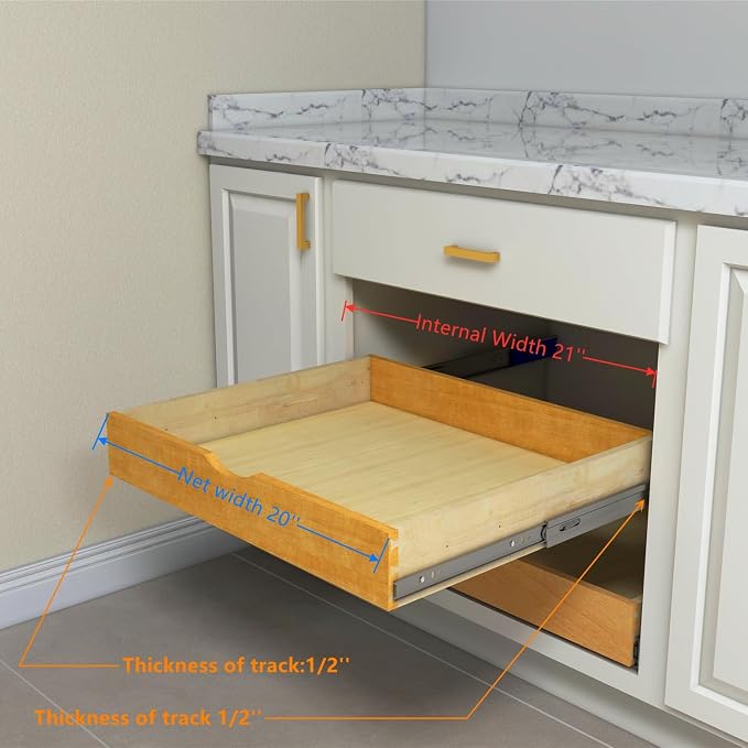 Elysian Slide Out Drawers for Kitchen Cabinets 21‘’W × 21‘’D, Strong Pull Out Drawers for Cabinets, Kitchen Organizers and Storage Solution for Heavy Pots and Appliances - Image 2