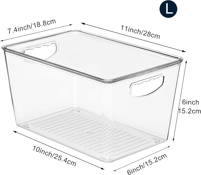 theaoo Large Clear Storage Bins with Lids, Stackable Containers, 10 Pack | Pantry Organization And Storage For Kitchen, Fridge, Garage And Cabinets. Clear Design Keeps Items Organized - Image 2