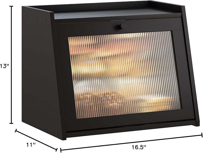 GHWIE Large Bread Box, Easy Access & Cleaning - Bamboo Bread Box for Kitchen Countertop with Acrylic Door (Black, Large) - Image 7