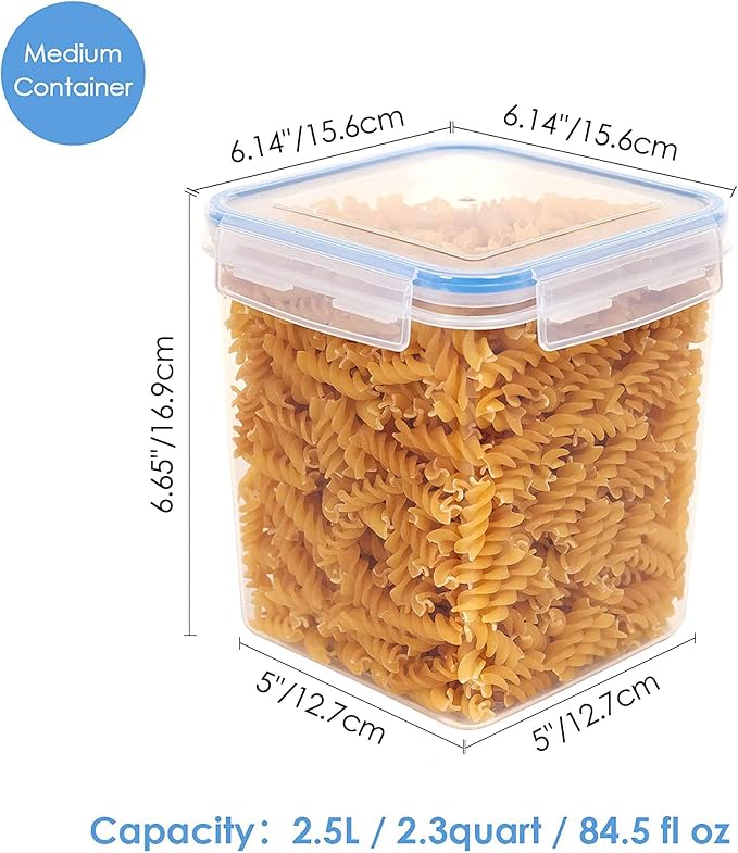 Vtopmart 2.5L / 84.5oz Food Storage Containers, 4 PCS, Blue | Airtight Seal, BPA Free, Food Grade Material, Dishwasher Safe (Not Lids) - Image 2