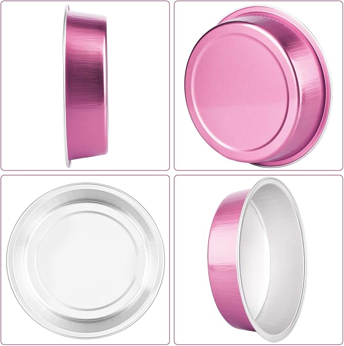 Beasea Mini Pie Pans with Lids, 4 Inch 50 Pack Disposable Mini Pie Tins Tart Pans, 8 Oz Pink Aluminum Tart Tins Mold Round Oven Baking Cups Small Cake Pan for Cheesecake Quiche - Image 7