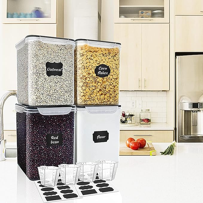 VERONES Large Tall Airtight Food Storage Containers, 10 PACK Containers Set | Plastic Airtight Kitchen & Pantry Organization, Ideal for Flour & Sugar Plastic Canisters with Labels - Image 7