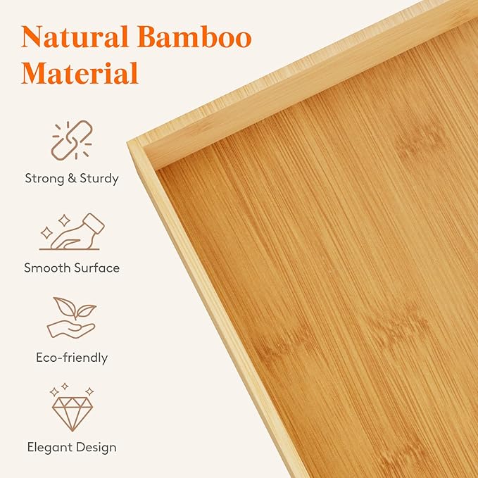 Lifewit Drawer Organizer 15 Pack(33 Grid) with 18 Inserts | Adjustable Bamboo Wooden Trays for Utensils, Silverware, Makeup, Kitchen, Bathroom, Office, Vanity Storage - Image 5