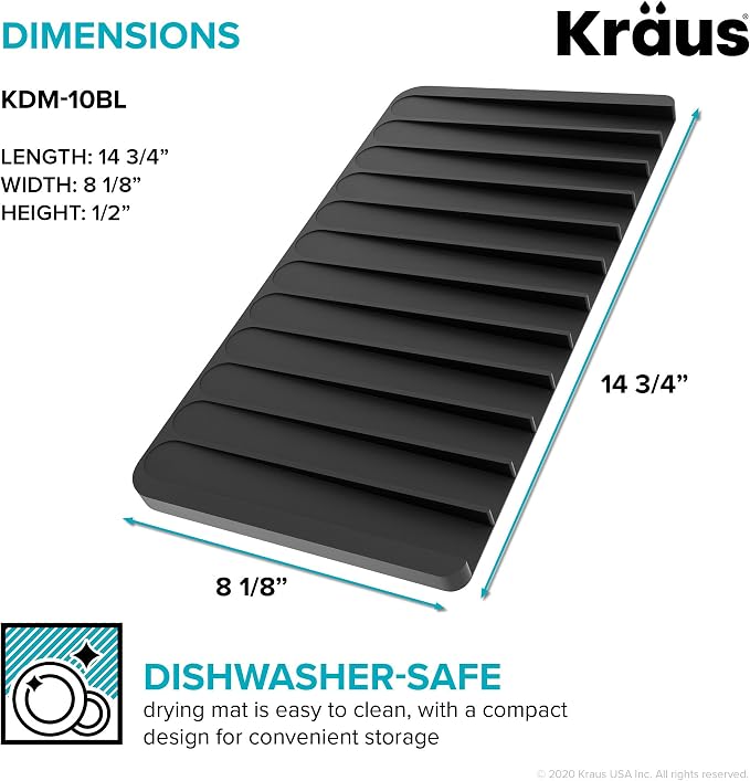 Kraus Roll Up Dish Drying Rack with Self-Draining Silicone Dish Drying Mat and Silicone Soap Dish Holder in Dark Grey, KDM-KRM-10DG - Image 6