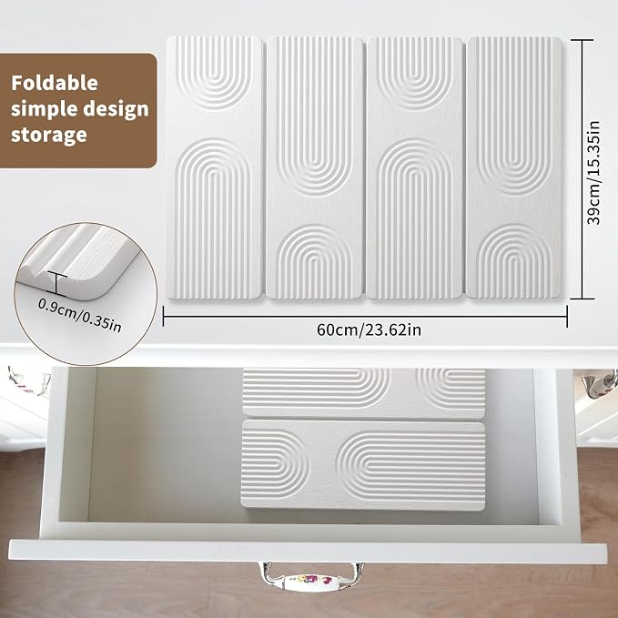 Stone Drying Mat for Kitchen Counter,Foldable(White (4-fold), 24" × 16") | Large Quick-Dry Diatomaceous Earth Dish Drying Mat with PU Non-Slip Base,for Bottles Cups Dishes - Image 4