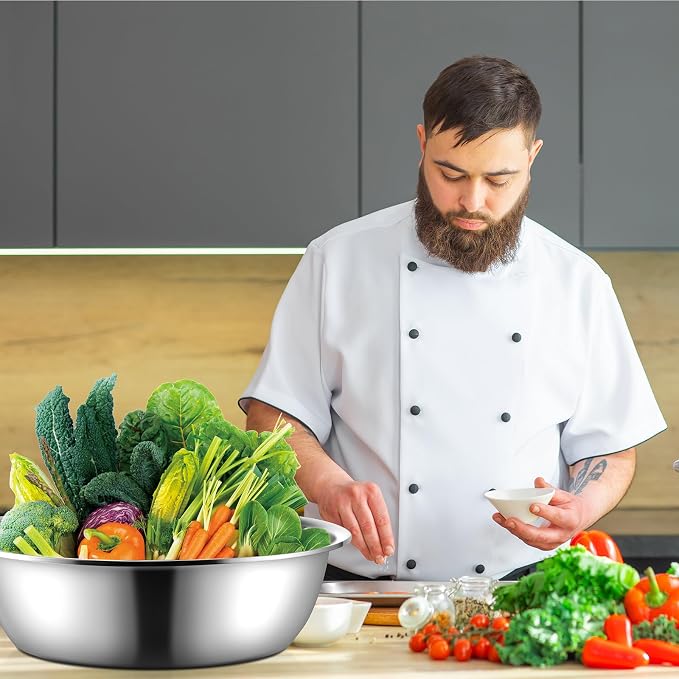 Yungyan 2 Pieces Large Mixing Bowl Stainless Steel Oversized All Purpose Steel Bowl Metal Bowl for Serving Baking Marinating for Home Cooking or Commercial(26 Quarts) - Image 4
