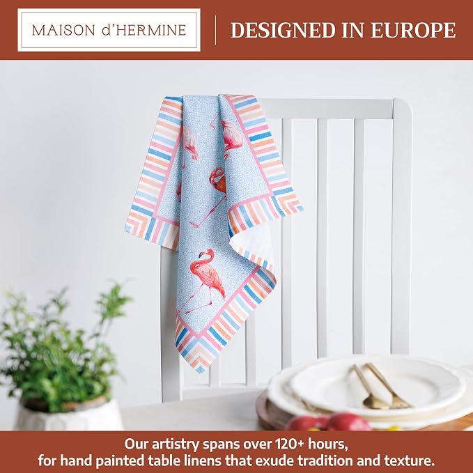Maison d' Hermine Cloth Napkins Set of 4 Reusable 100% Cotton (18" x 18") | Everyday Square Napkins Cloth Washable Dinner Party Wedding Restaurant Hotel Kitchen Spring Summer - Flamingo Love - Image 2