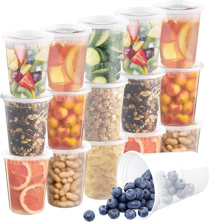 40 Pack 32oz Food Storage Containers with Airtight Lids Freezer Safe for Meal Prep Soup Slime Reusable for Lunches Leftovers Takeout BPA-Free Leakproof Stackable Microwave Dishwasher by YUESING