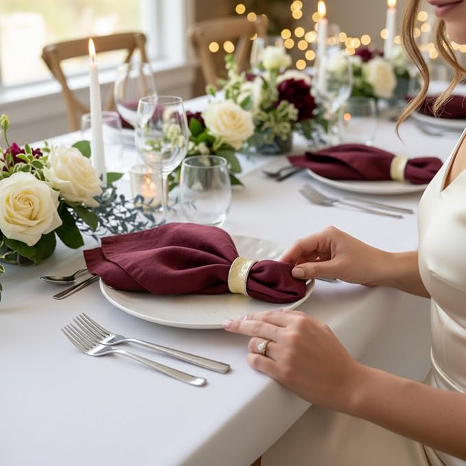 Linen Napkins –100% French Flax – Stonewashed Pure Linen Cloth Napkins - Size 18 Inch x 18 Inch – Set of 4 (Plum Burgundy) - Image 8