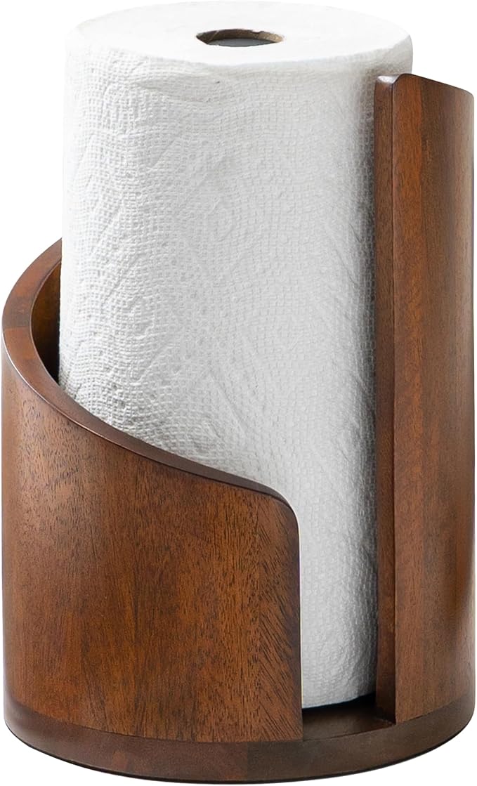Anji Mountain Wooden Paper Towel Holder with Metal Holder, Holder Stand for Kitchen Roll Organizer & Kitchen Dining Table Home Décor, Countertop Fits Jumbo & Mega Rolls - Walnut/Black, Classic - Image 2