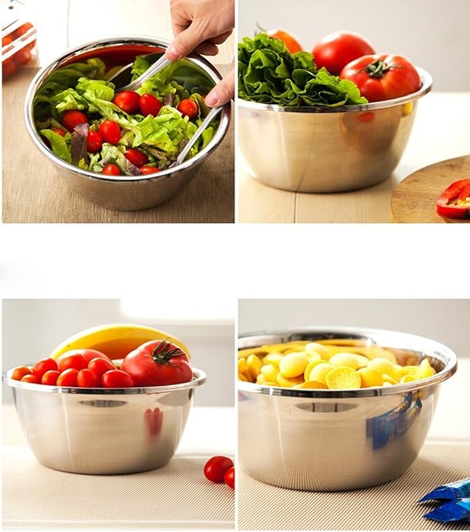 meleg otthon Stainless Steel Bowl,1.5QT Salad Bowl,Metal Bowls,Stainless Steel Basin, Deeper Edge Mirror Finish Dishwasher Safe bowl (S)… - Image 6