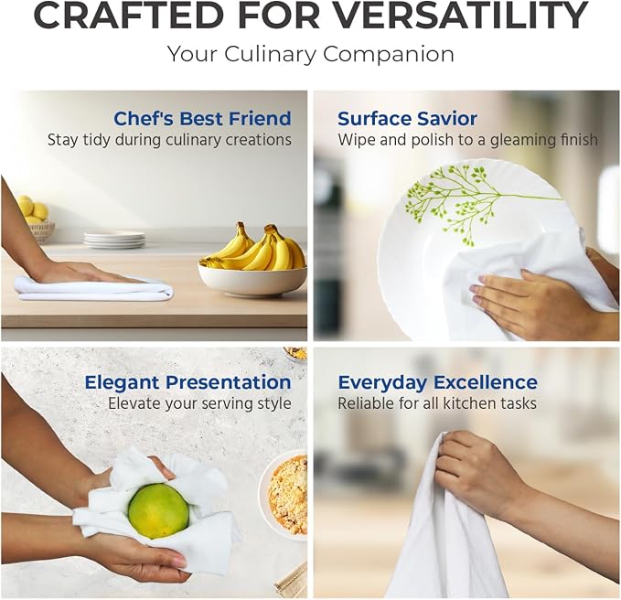 THREAD SPREAD 100% Cotton Dish Cloths - Flour Sack Kitchen Towels - Cotton Blank Towel - Thick Absorbent Quick Dry, Machine Washable - Cleaning & Drying - 28"x28" - Pack of 24, White - Image 5