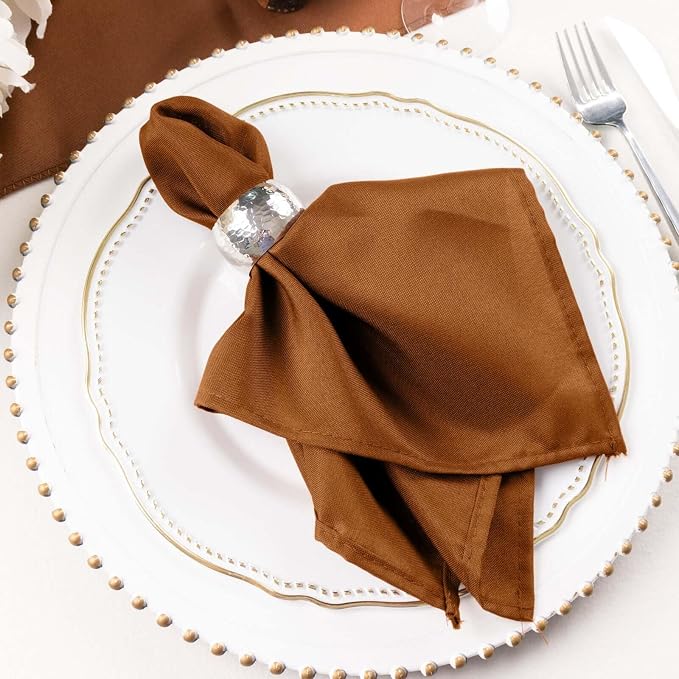 Efavormart Premium Cloth Napkins Set of 10, 17x17 Inch Brown Seamless Dinner Napkins, Washable Linen Table Napkin Cloth with Hemmed Edges for Weddings, Party and Banquet - Image 6