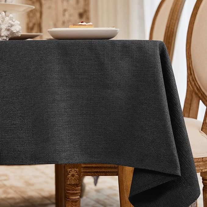 BALCONY & FALCON Rectangle Table Cloth Waterproof Black 118"x57" | Rectangular Washable Wrinkle Resistant Table Cloth Linen Fabric Tablecloths for Dining Party Kitchen Wedding and Outdoor Use by BALCONYFALCON