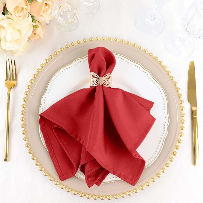 Efavormart Premium Cloth Napkins Set of 10, 17x17 Inch Red Violet Seamless Dinner Napkins, Washable Linen Table Napkin Cloth with Hemmed Edges for Weddings, Party and Banquet by efavormart