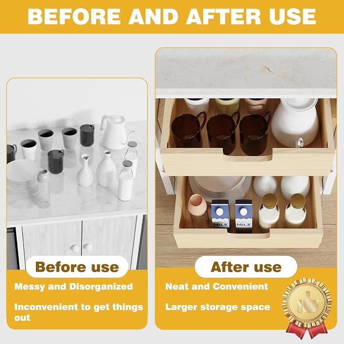 Pull Out Cabinet Organizer, 23''W×21''D×16''H Soft Close Slide Out Wooden Pull out Drawers, Double Tier Slide out Wood Cabinet Organizer, for Base Cabinet Organization in Kitchen, Pantry, Bathroom - Image 5
