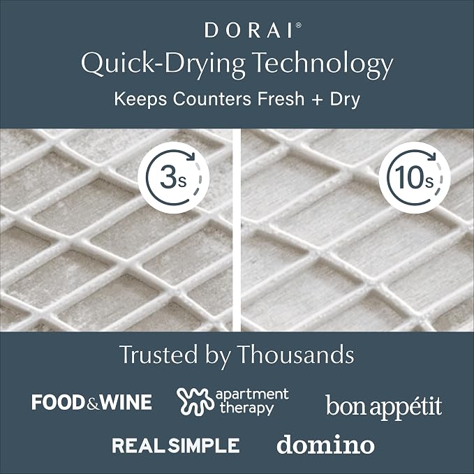 Dorai Home Dish Pad - Collapsable Stone Dish Drying Mat with Diatomaceous Earth for Quick Drying - Ultra Absorbent - Encased in Silicone - Eco-Friendly, Foldable - Large 24.6" x 16.5", Sandstone - Image 2